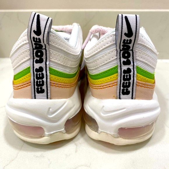 NIKE WOMENS AIR MAX 97 (WHITE/BLACK/PEARL PINK/ACTION GREEN) - Picture 6 of 8